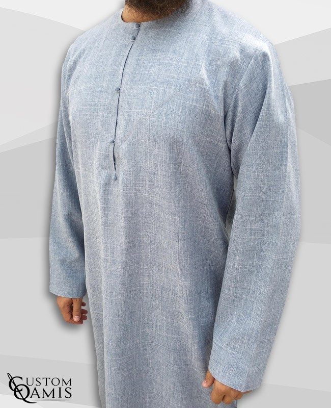 Qamis Emirati tissu Imperial Gris bleuté clair