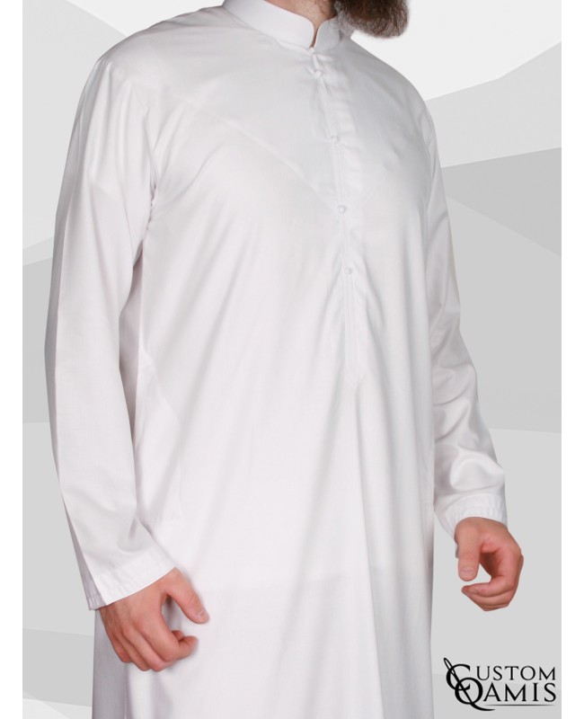 Qamis Emirati tissu Cotton blanc mat