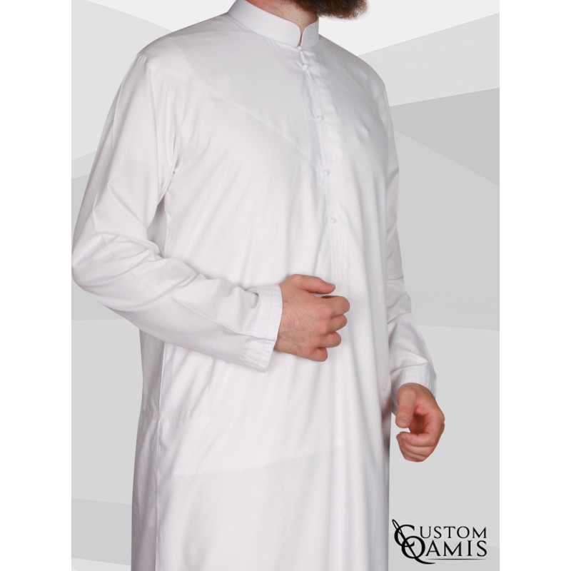 Qamis Emirati tissu Cotton blanc mat
