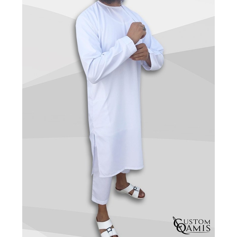 Pakistani set Precious white satin with sarouel straight cut