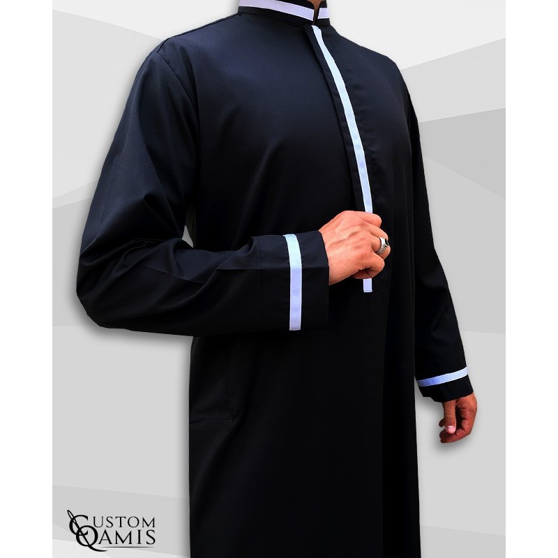 Trend thobe fabric Platinium black and white strips