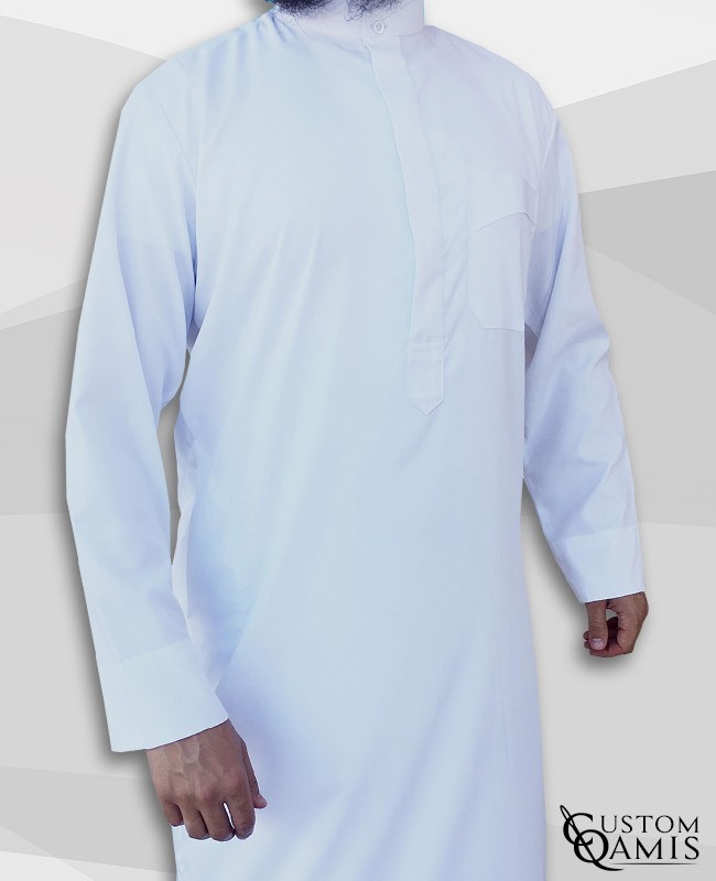 Qamis Classic Saoudi blanc Tissu Sping