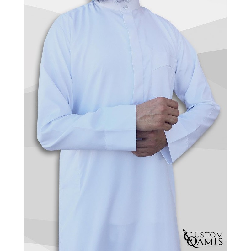 Qamis Classic Saoudi blanc Tissu Sping