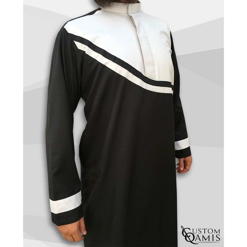 Wave thobe fabric Spring black and white matt