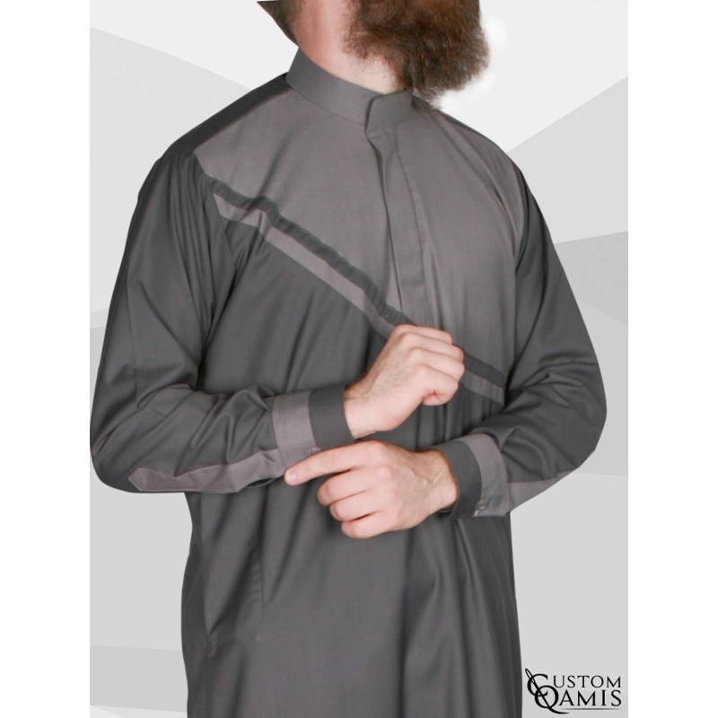 Qamis Wave tissu Cashmere Wool gris foncé et gris