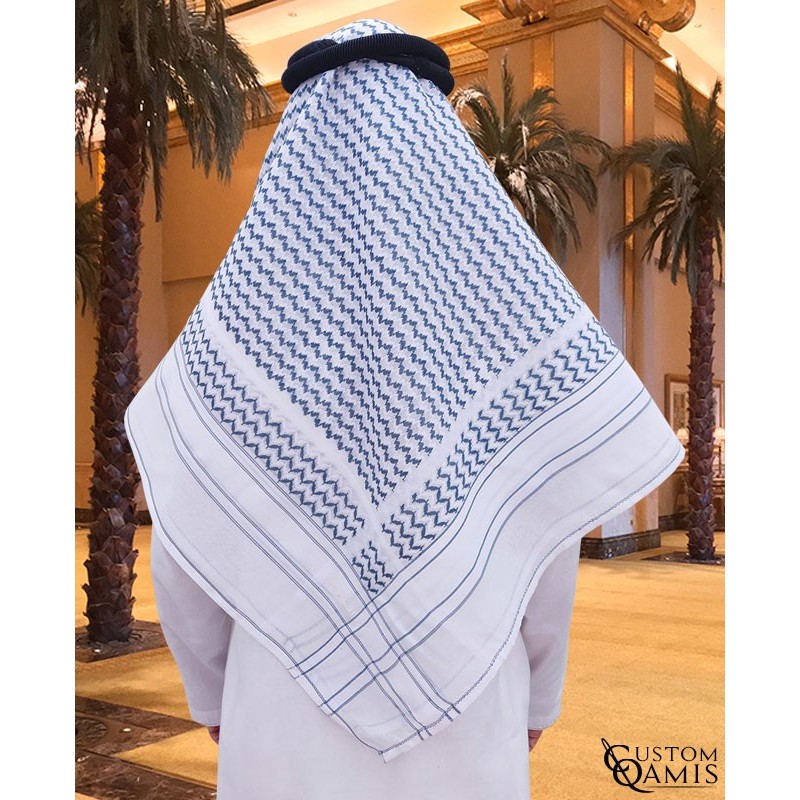 Keffieh rigide Blanc et Bleu