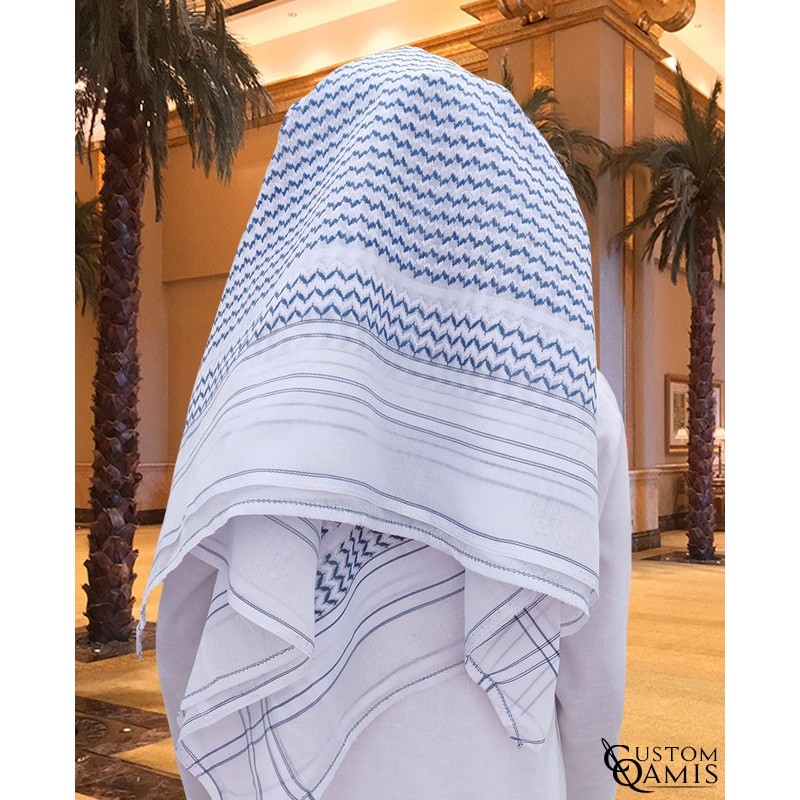 Keffieh rigide Blanc et Bleu