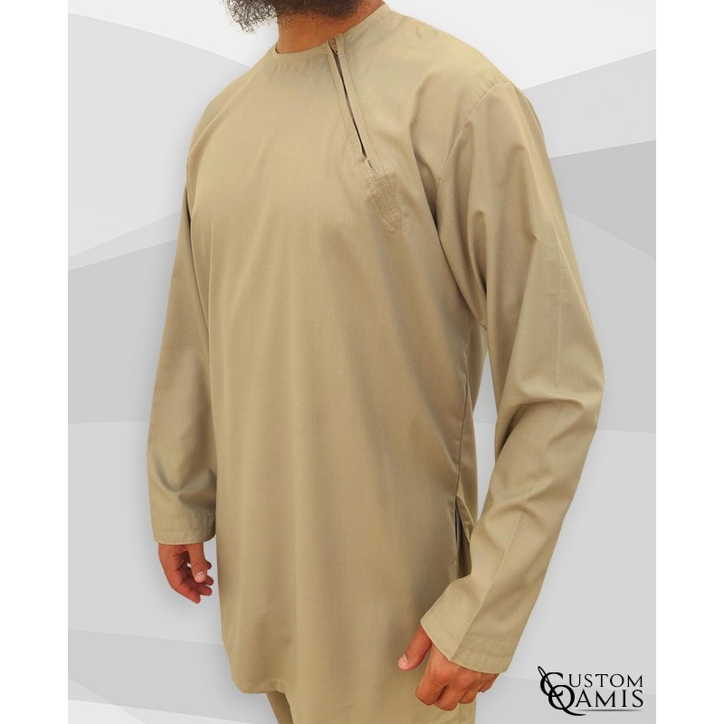 Ensemble Pakistannais en Cotton beige clair avec serwel coupe qandrissi