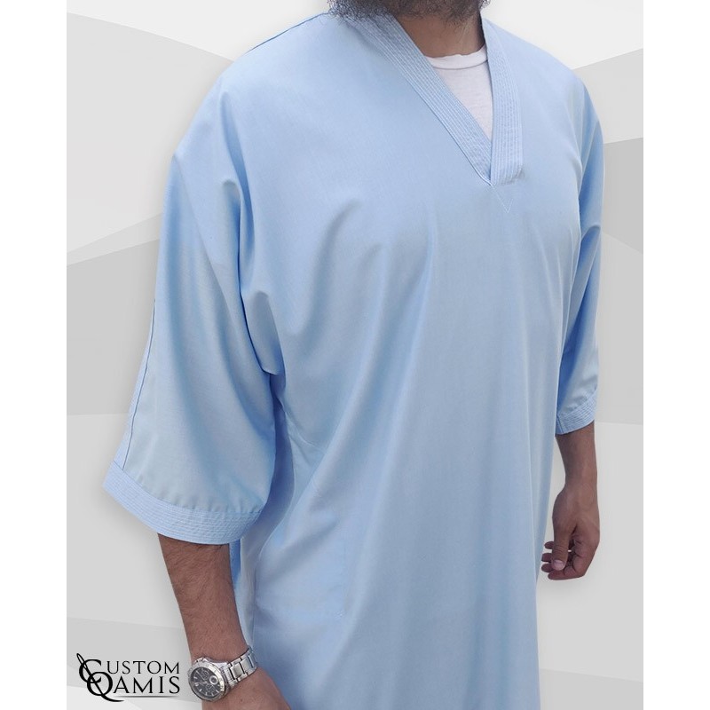 Gandoura tissu Cotton Bleu ciel