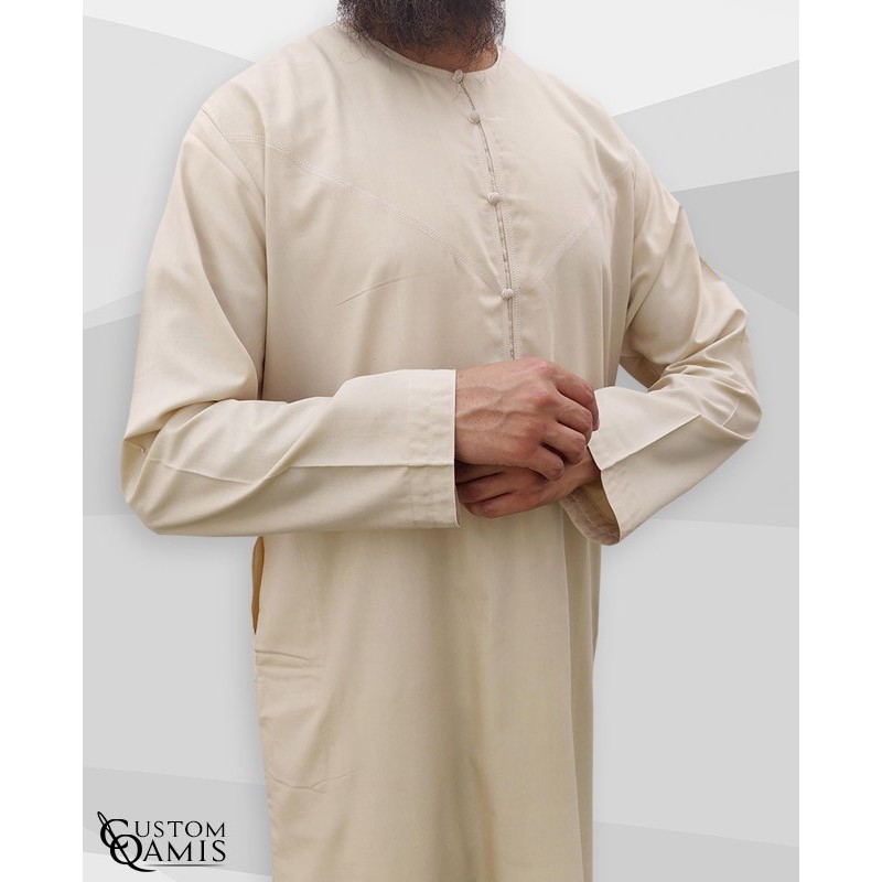 Qamis Emirati tissu Cotton Beige foncé