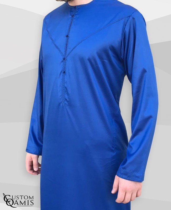 Emirati Thobe fabric Precious royal blue satin with Embroidery 