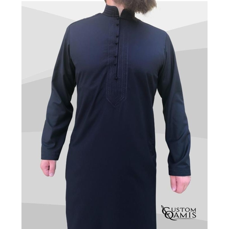 Qamis Sultan Cashmere Wool bleu marine 
