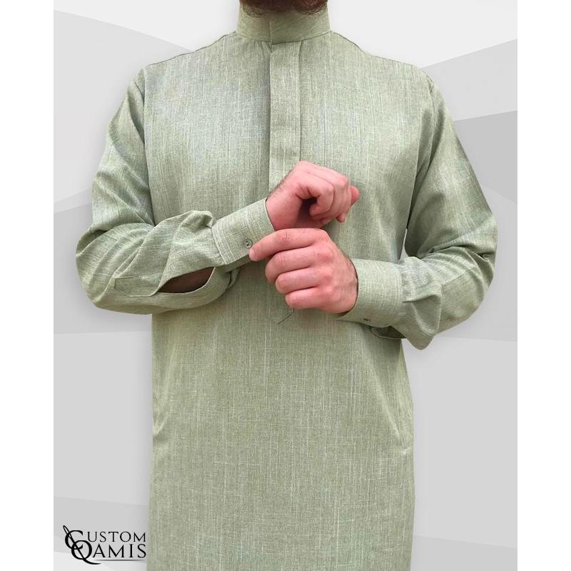 Qamis Saoudien Tissu Imperial vert sans poche