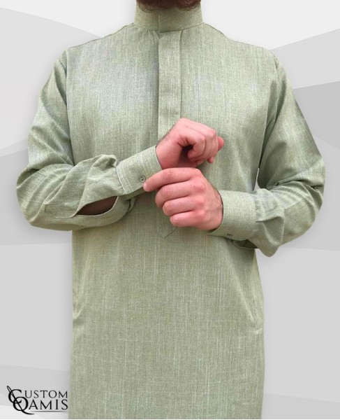 Qamis Saoudien Tissu Imperial vert sans poche