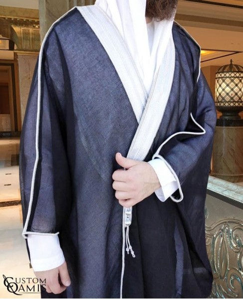 Bisht - Custom-made - Black with silver borders