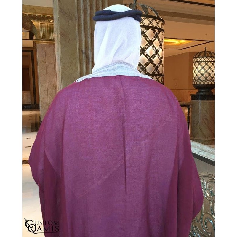 Bisht - Custom-made - burgundy with silver borders
