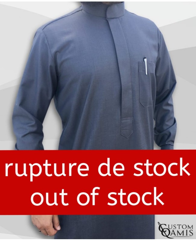 Saudi thobe Cashmere Wool bluish Grey fabric  with cuffs