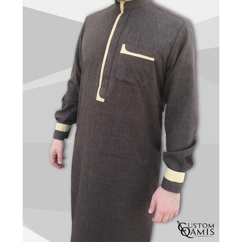 Luqman Thobe Fabric Imperial brown and mustard