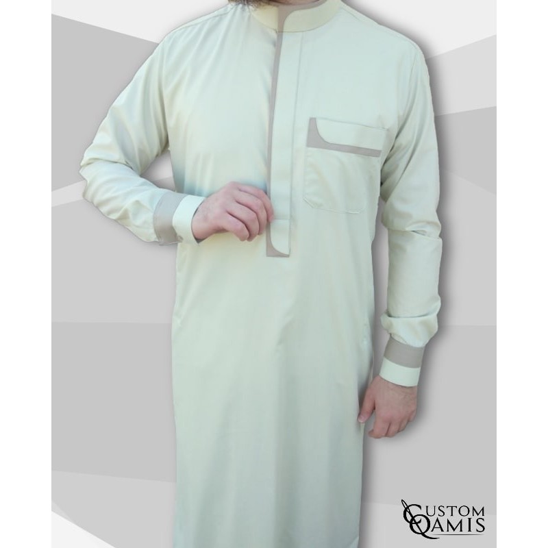 Luqman Thobe Fabric Cotton anis and light beige