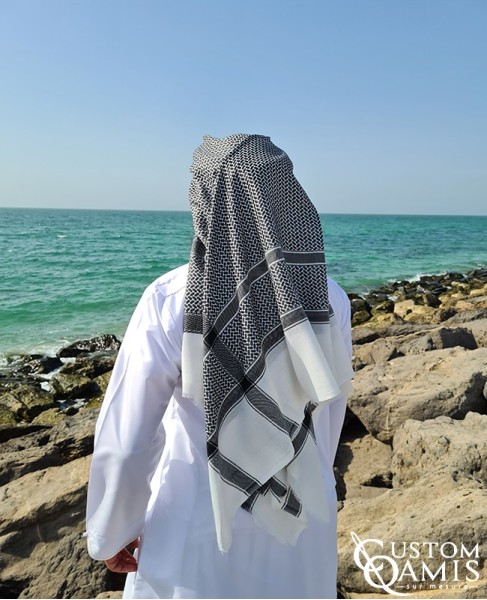 Shemagh for Winter - White and black