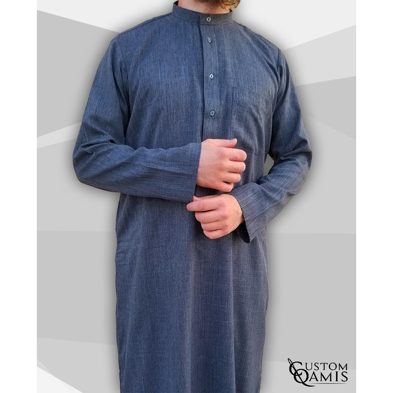 Qamis Koweiti gris bleuté clair Tissu Imperial