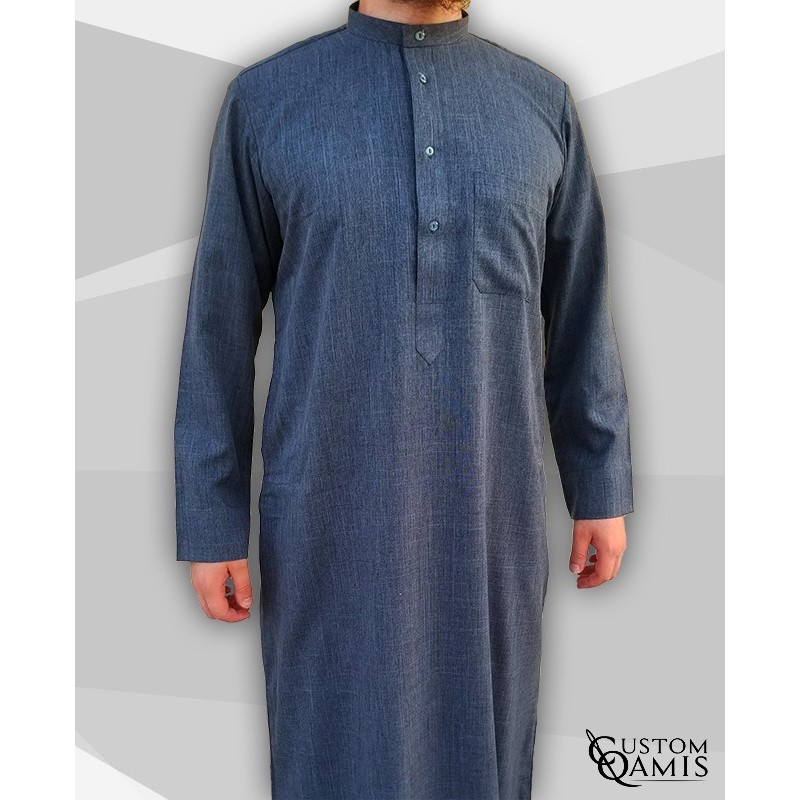 Qamis Koweiti gris bleuté clair Tissu Imperial