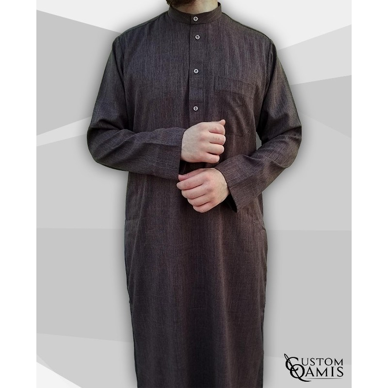 Qamis Koweiti marron Tissu Imperial