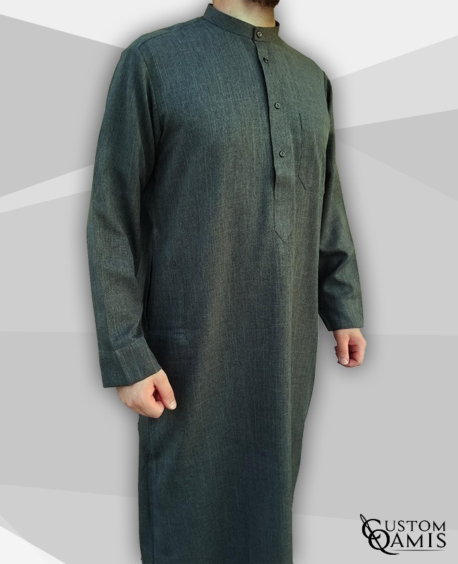 Qamis Koweiti gris vert Tissu Imperial