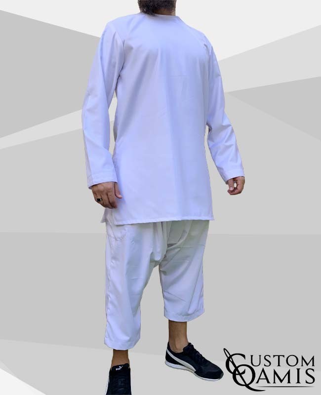Imad tunic set Cashmere Wool White  with sarouel qandrissi cut