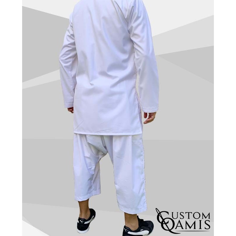 Imad tunic set Cashmere Wool White  with sarouel qandrissi cut