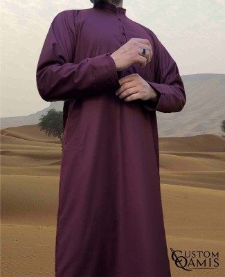 Qamis Al Masaf tissu Cashmere Wool : Bordeaux (tissu costume) avec broderie