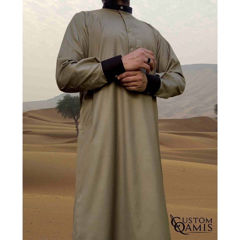 Elegance thobe Cashmere Wool : Beige (suit fabric) and brown