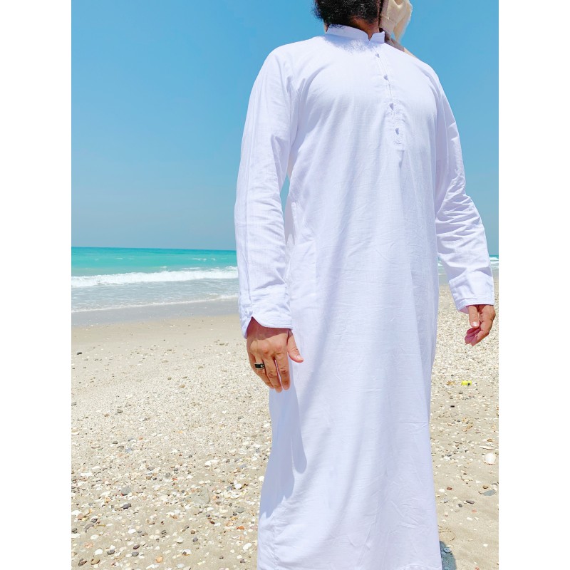 Qamis Al Masaf tissu Linen Blanc