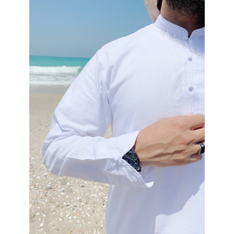Qamis Al Masaf fabric Linen : White