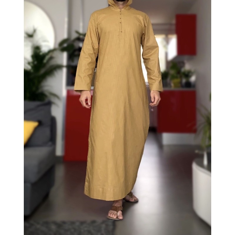 Djalabiya tissu Linen couleur beige