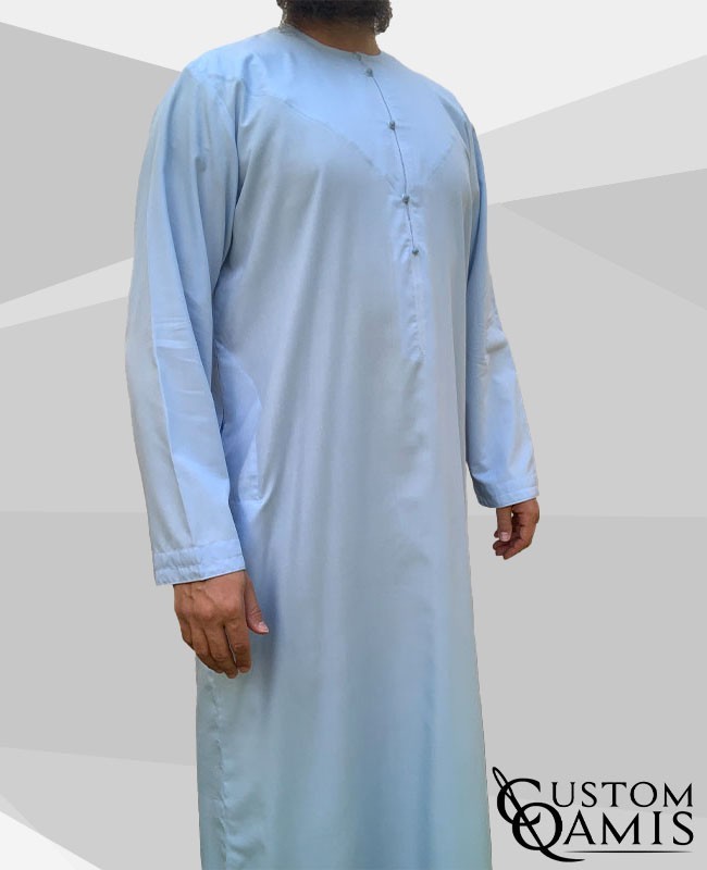 Qamis Emirati tissu Cotton bleu ciel