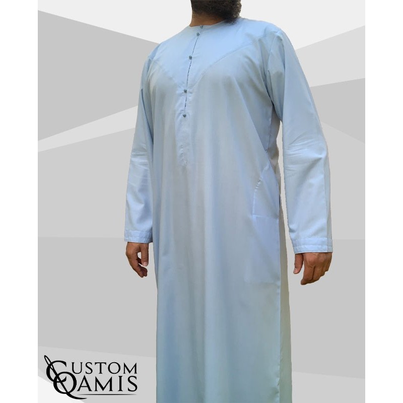 Qamis Emirati tissu Cotton bleu ciel