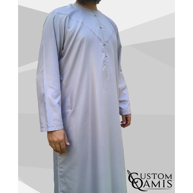 Qamis Emirati tissu Cotton Gris Clair