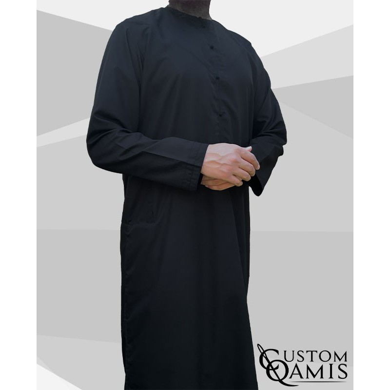 Qamis Emirati tissu Cotton noir