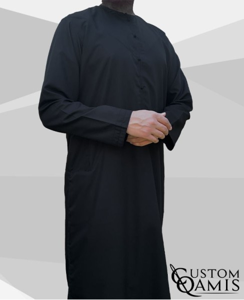 Qamis Emirati tissu Cotton noir