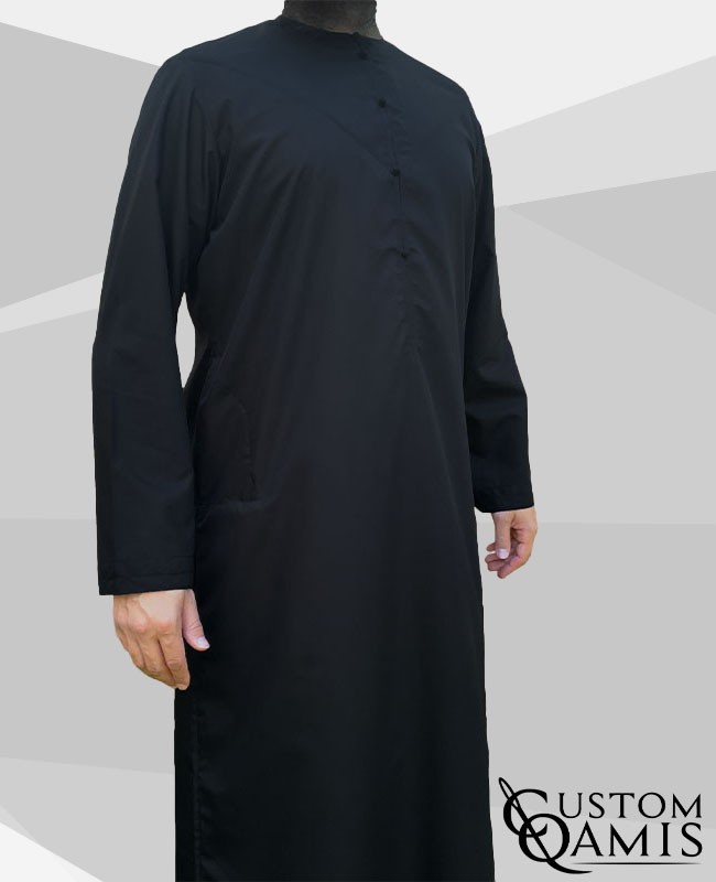 Qamis Emirati tissu Cotton noir