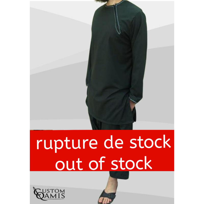 Imad tunic set Cashmere Wool Green with sarouel qandrissi cut