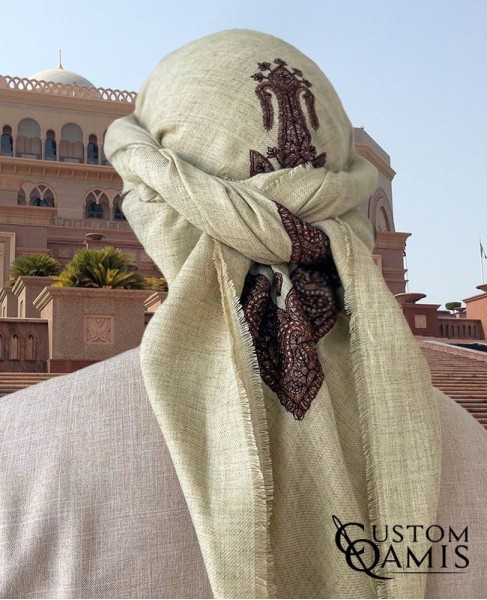Pistachio Green Embroidered Yemeni Shemagh