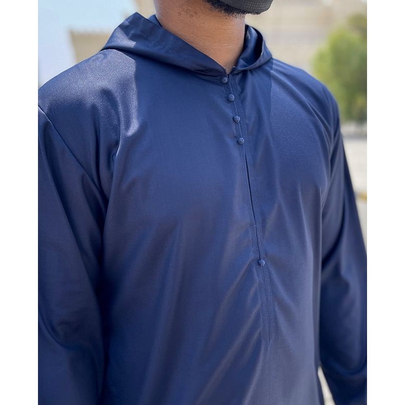 Djalabiya tissu Cashmere Wool Bleu Marine