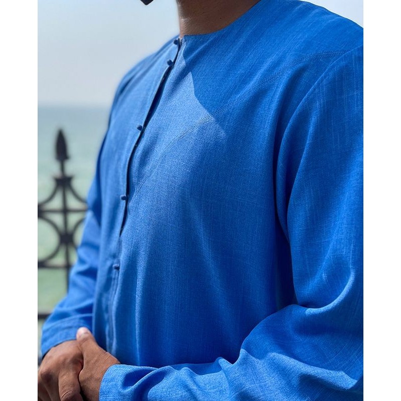 Qamis Emirati tissu Imperial Bleu électrique