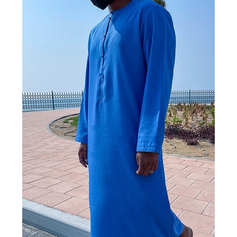 Qamis Emirati tissu Imperial Bleu électrique
