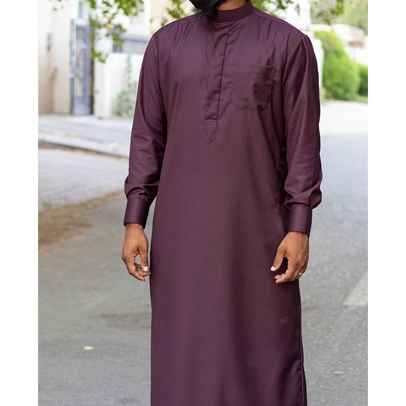 Saudi thobe Cashmere Wool : Burgundy  (suit fabric) fabric  with cuffs