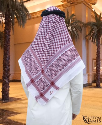 White and Burgundy Shemagh