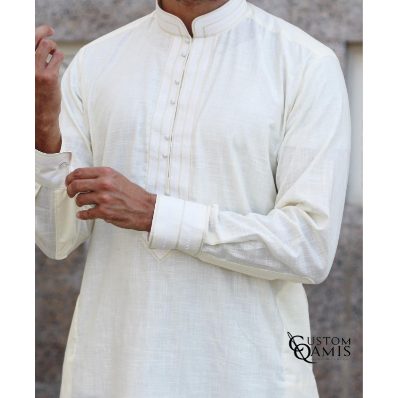 Sultan Thobe Linen Fabric with sand-colored