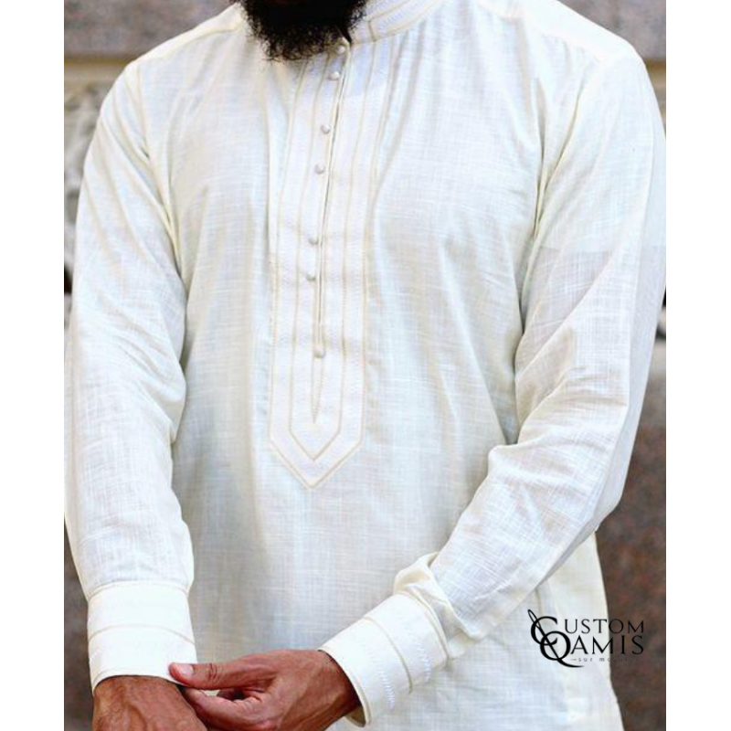 Sultan Thobe Linen Fabric with sand-colored